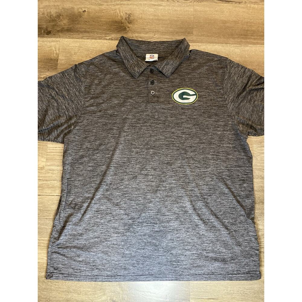 Green Bay Packers Polo Shirt Mens XL Gray NFL Team Apparel Golf Athletic